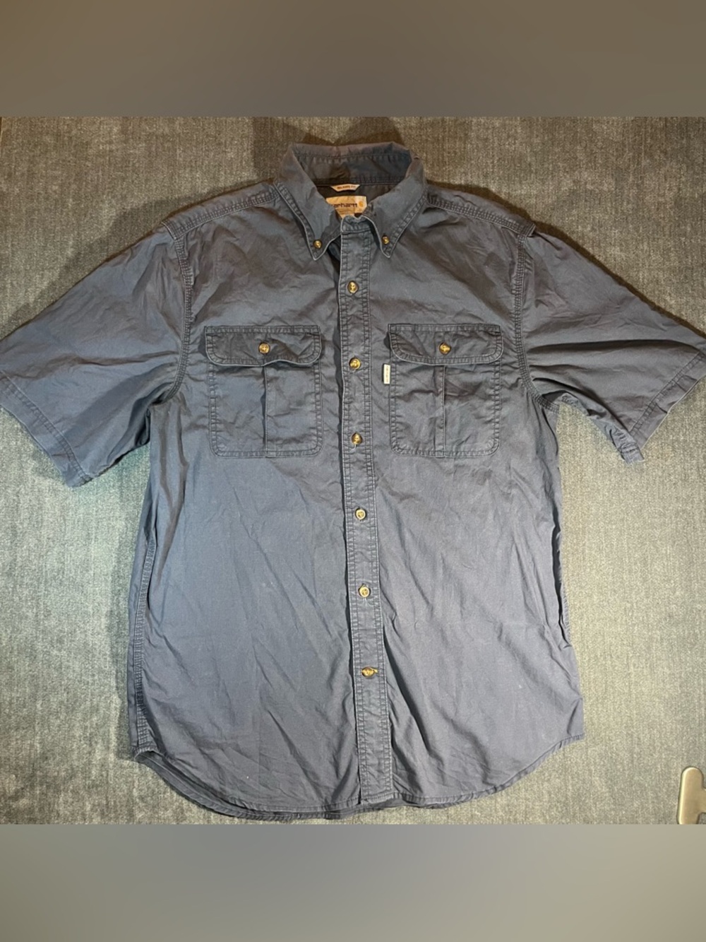 Carhartt Men's Relaxed Fit Long Sleeve Button Down Blue Shirt Size medium